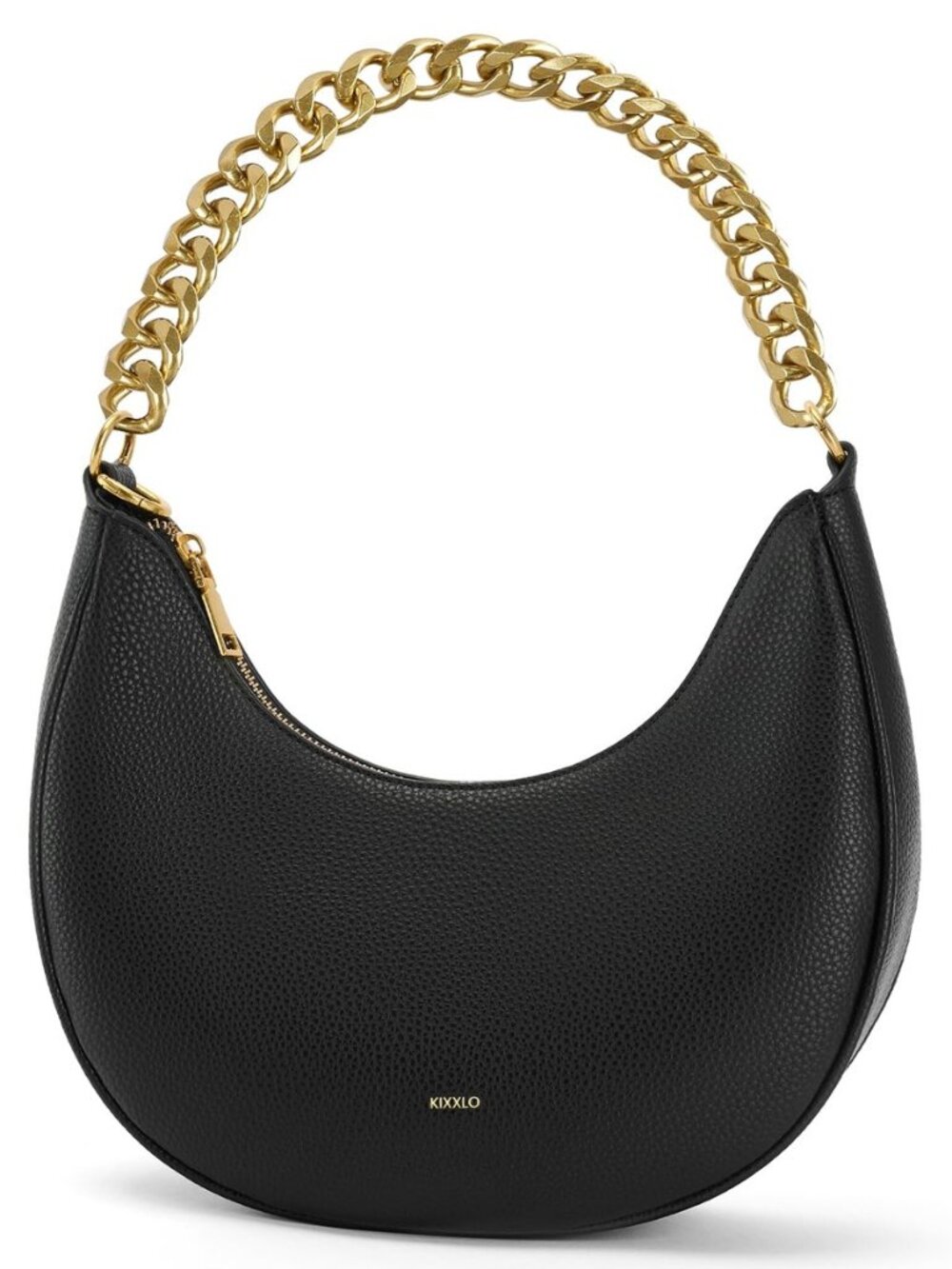 Crescent Shoulder Bag for Women, Small Purse Hardware Chain Leather Handbag